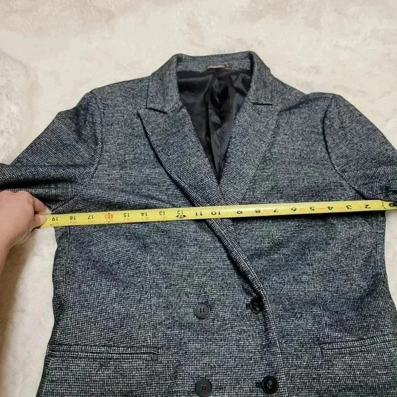 J.Mclaughlin Warrington Jacket Blazer Black Grey Wool Blend Double Breasted Sz 8 - Picture 11 of 12